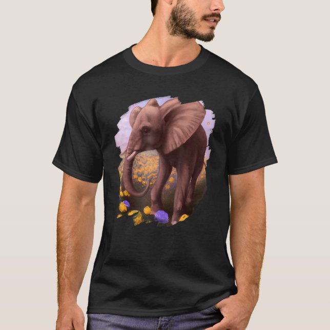Camiseta Elephant Flowers Cute Painting Flower Elephant 5 (Anverso)