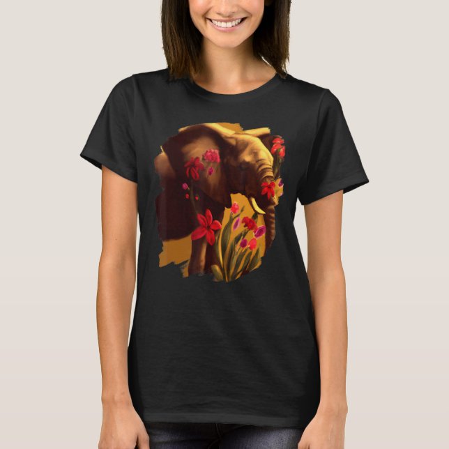 Camiseta Elephant Flowers Cute Painting Flower Elephant 6 (Anverso)