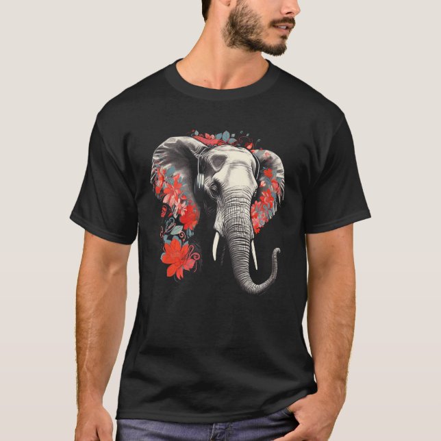 Camiseta Elephant Flowers Music Animal Elephant (Anverso)
