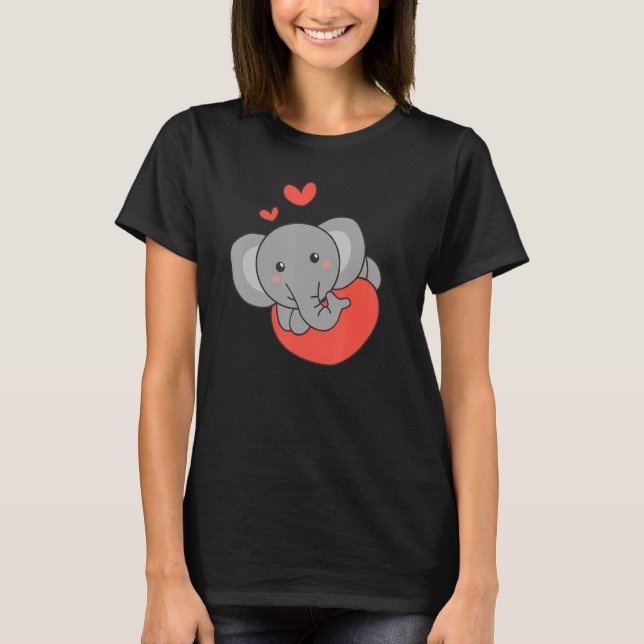 Camiseta Elephant For Valentine s Day Cute Animals With Hea (Anverso)