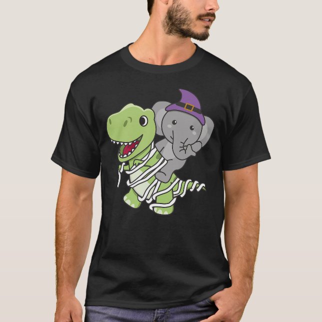 Camiseta Elephant Happy Halloween Mummy T-rex Elephant Hall (Anverso)