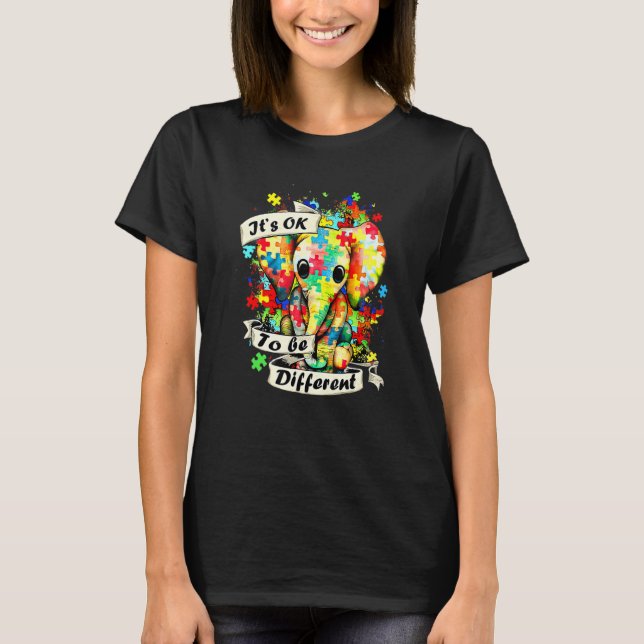Camiseta Elephant It's Ok To Be Different Autism Mom For Au (Anverso)