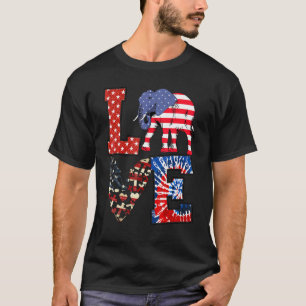 Camiseta Elephant Love America Flag 4th Of July Patriotic
