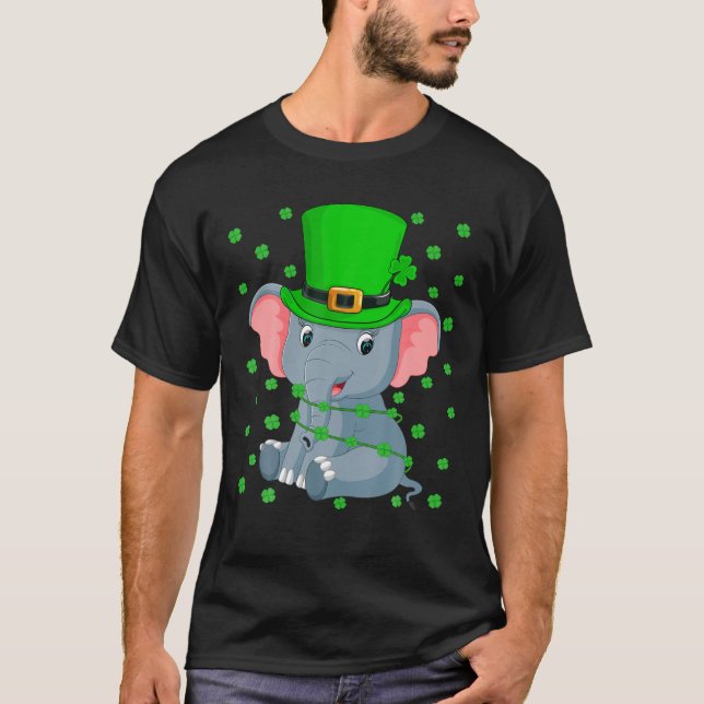 Camiseta Elephant Lover Leprechaun Gorra Elephant St. Patri (Anverso)