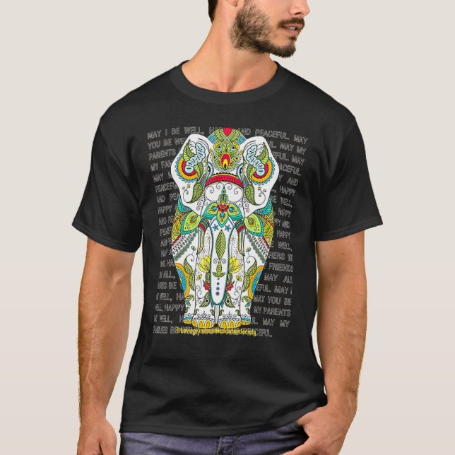 Camiseta Elephant Mandala Amor Amabilidad Metta Wish Blessi (Anverso)
