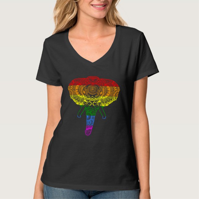 Camiseta Elephant Mandala Rainbow Yoga Meditation Women Men (Anverso)