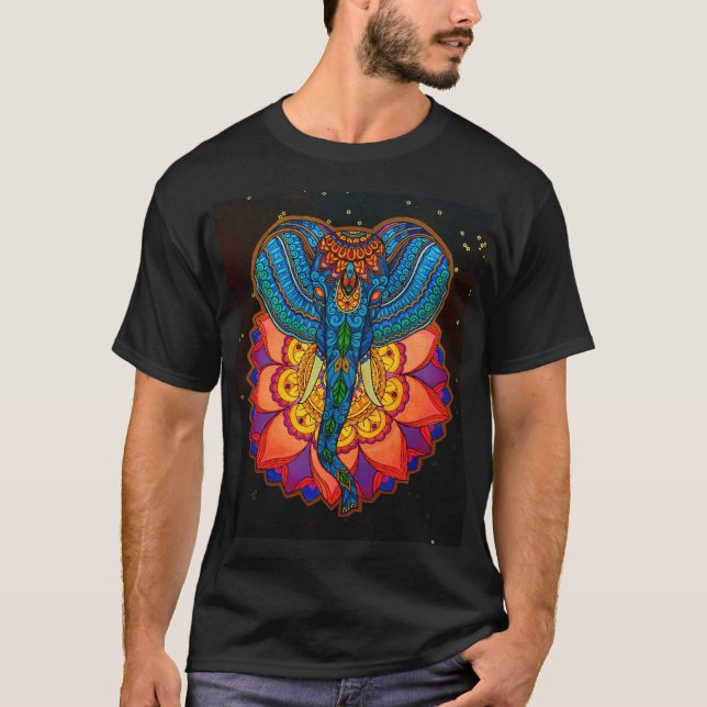 Camiseta Elephant Mandala with a Mystical Lotus (Anverso)