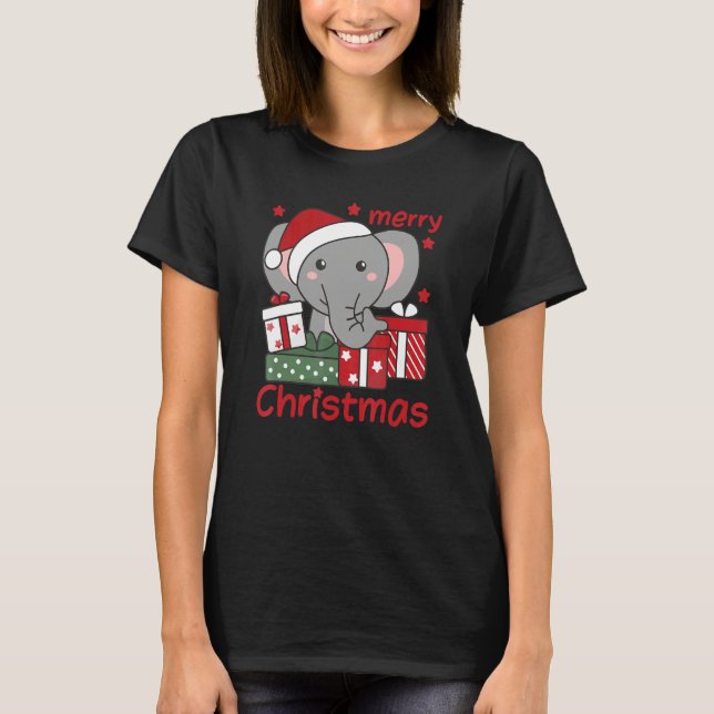 Camiseta Elephant Merry Christmas Winter Elephant Christmas (Anverso)