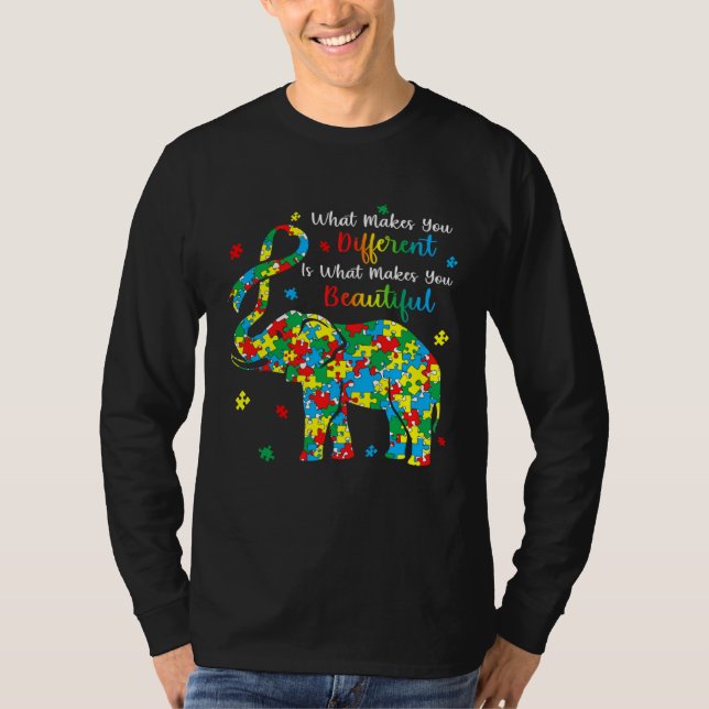 Camiseta Elephant Puzzle What Makes You Different Autism Aw (Anverso)
