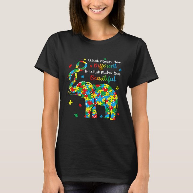 Camiseta Elephant Puzzle What Makes You Different Autism Aw (Anverso)