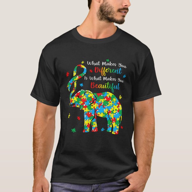 Camiseta Elephant Puzzle What Makes You Different Autism Aw (Anverso)