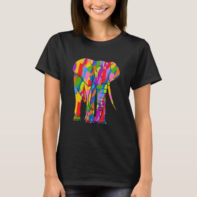 Camiseta Elephant Rainbow Color Animal Art (Anverso)