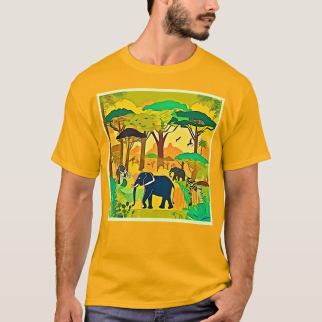 Camiseta Elephant Savanna Jungle Art (Anverso)