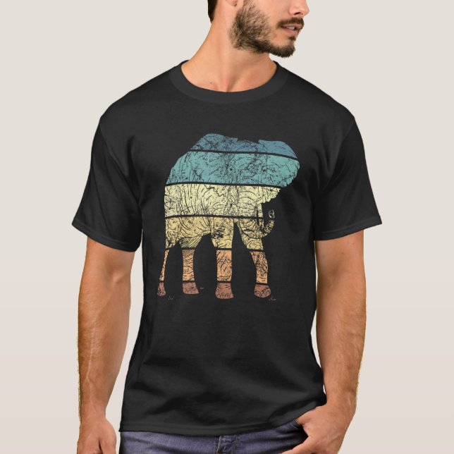 Camiseta Elephant Silhouett Design Vintage Retro (Anverso)
