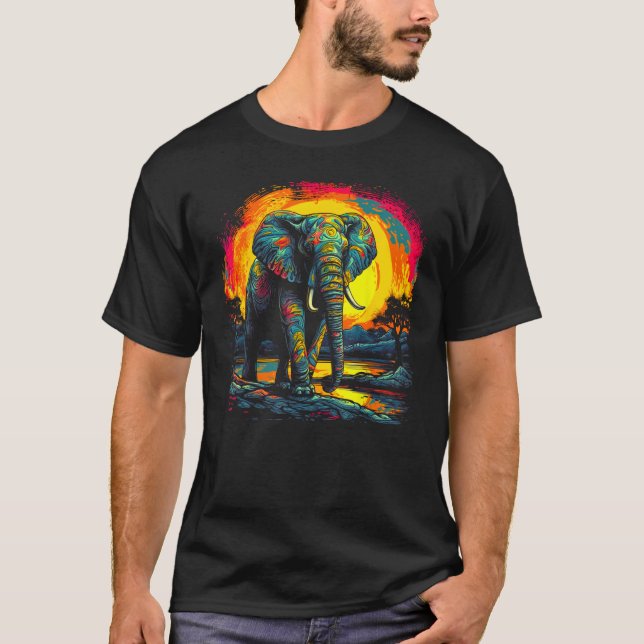 Camiseta Elephant Sun Zoo Jungle Nature Designer (Anverso)