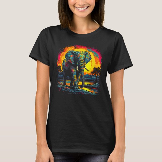 Camiseta Elephant Sun Zoo Jungle Nature Designer (Anverso)