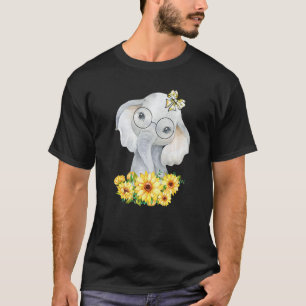 Camiseta Elephant Sunflower Cute Elephant Love Sunflower
