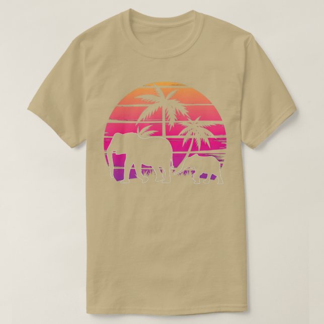Camiseta Elephant Sunset Island Palm Tree Beach Africa Wild (Diseño del anverso)