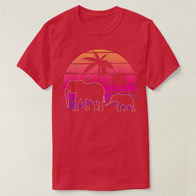 Camiseta Elephant Sunset Island Palm Tree Beach Africa Wild (Diseño del anverso)