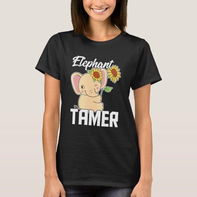 Camiseta Elephant Tamer Cute Love Sunflower Parenting (Anverso)