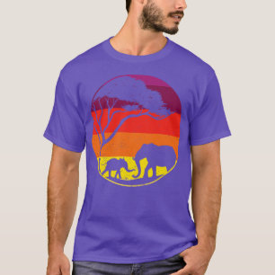 Camiseta Elephant Vintage Sunset Colours Silhouette