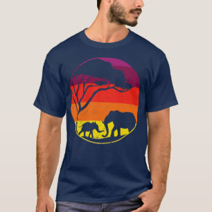 Camiseta Elephant Vintage Sunset Colours Silhouette