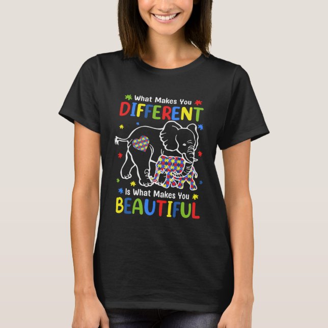 Camiseta Elephant What Makes You Different Autism Awareness (Anverso)