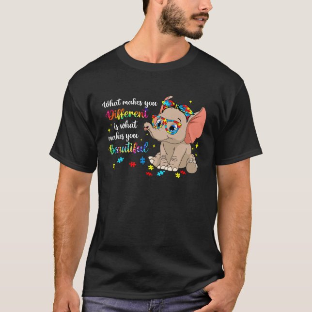 Camiseta Elephant What Makes You Different Autism Awareness (Anverso)
