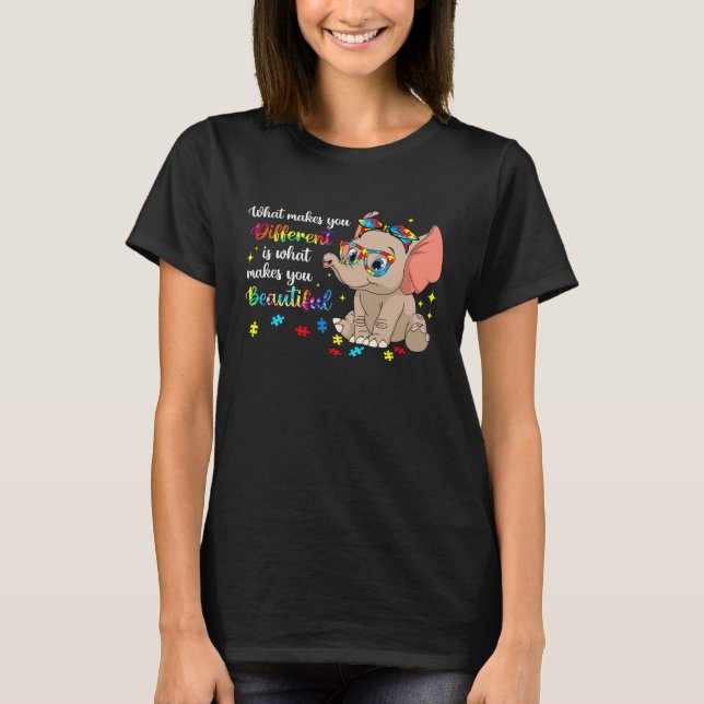 Camiseta Elephant What Makes You Different Autism Awareness (Anverso)