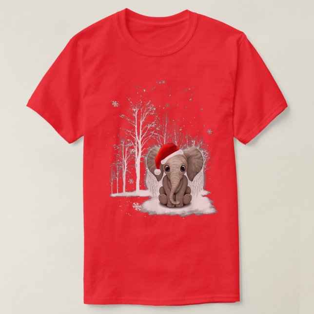 Camiseta Elephant Wings Xmas Santa Elephant Forest Snow Ch (Diseño del anverso)