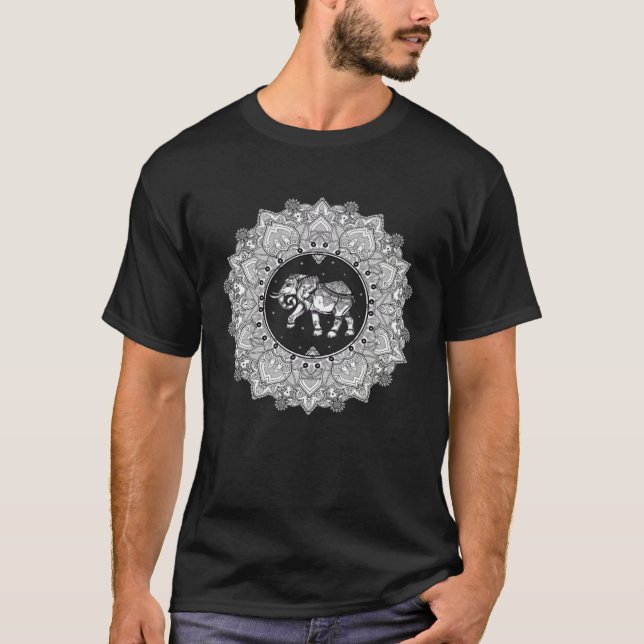 Camiseta Elephant Yoga Elephant Mandala Ganesha Chakra Trib (Anverso)