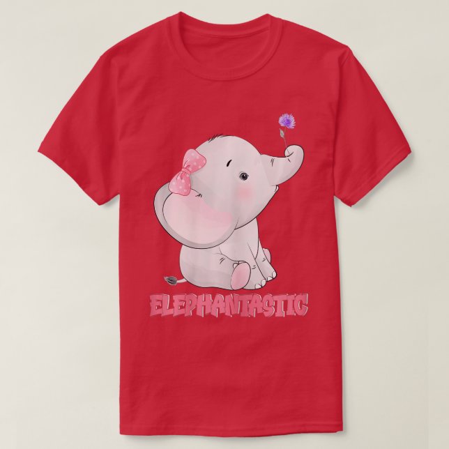 Camiseta Elephantastic Cute Flower Girls Elephant  (Diseño del anverso)