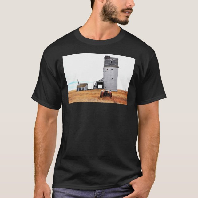 Camiseta Elevador De Grano Antiguo Y Tractor (Anverso)