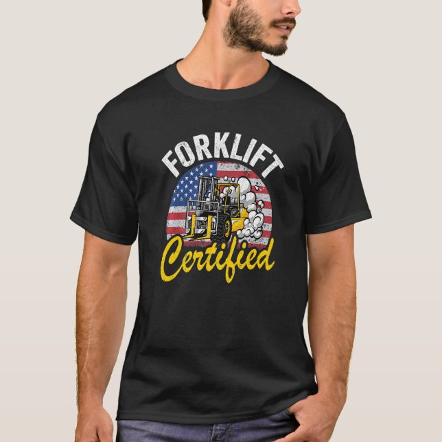 Camiseta Elevador de horquilla de la bandera estadounidense (Anverso)