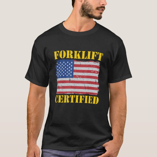 Camiseta Elevador de horquilla de la bandera estadounidense (Anverso)