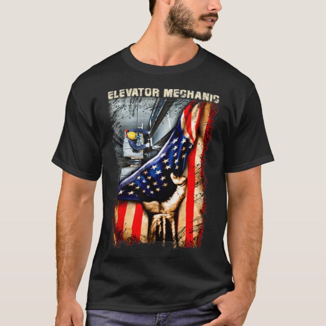 Camiseta Elevador Mechanic American Flag Premium (Anverso)