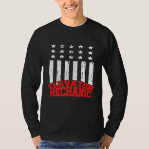 Camiseta Elevador Mechanic Mantenimiento Vida útil Us Flag