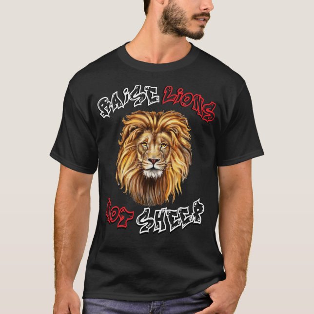 Camiseta Elevar la oveja del león no (Anverso)