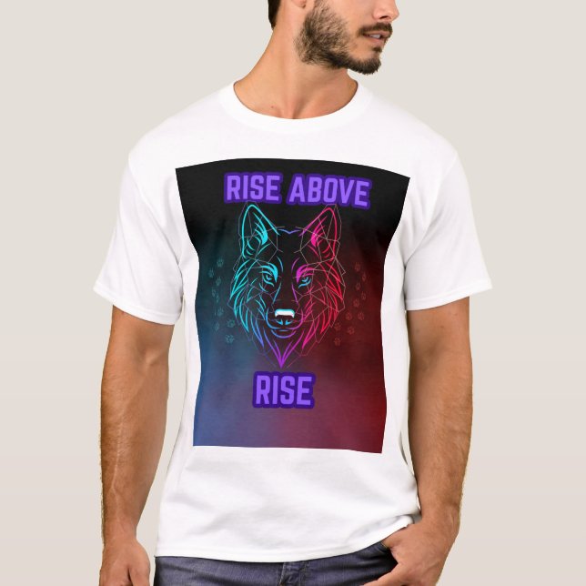 Camiseta Elevar por encima del lobo - Cabeza Neon Geométric (Anverso)