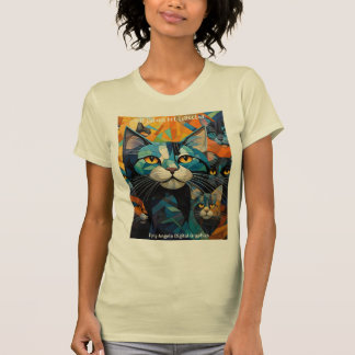 Camiseta Elevar tu estilo con arte de cubismo de gato