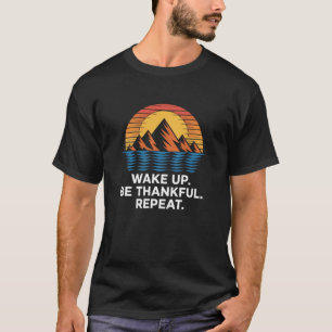 Camiseta Elevarse Agradecido Repetir Retro Montañas Reflexi