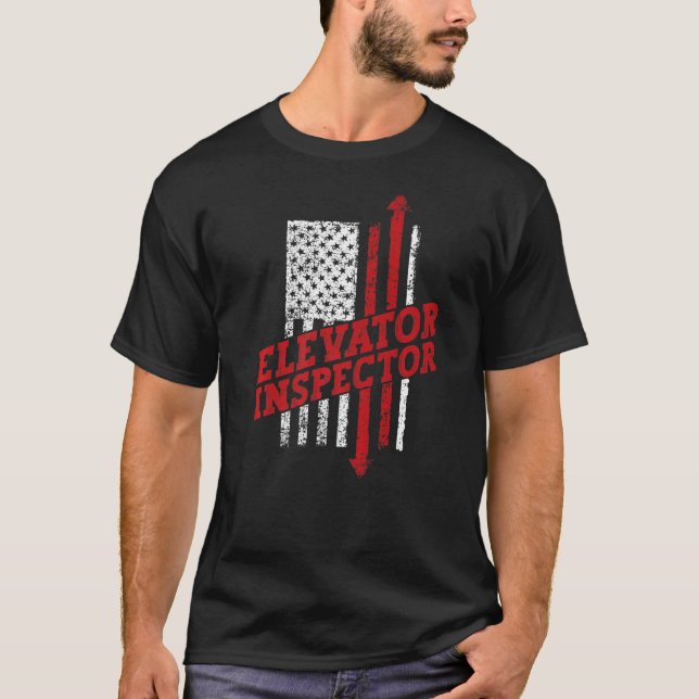 Camiseta Elevator Inspector Technician US American Flag Dis (Anverso)