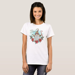 Camiseta Elf acuarela con Poinsettias