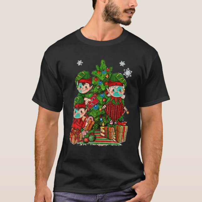 Camiseta Elf Con Tejido De Hojas De Árbol De Xmas Ilumina A (Anverso)