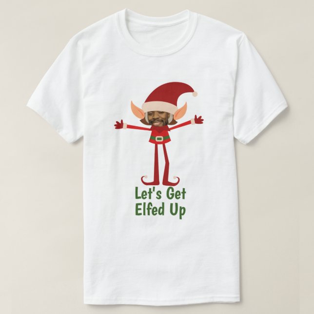 Camiseta Elf Elfed Up Navidades Foto con cabeza enmarcada (Diseño del anverso)
