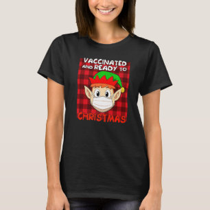 Camiseta Elf En Máscara Red Plaid Vacunado Y Listo Para La 