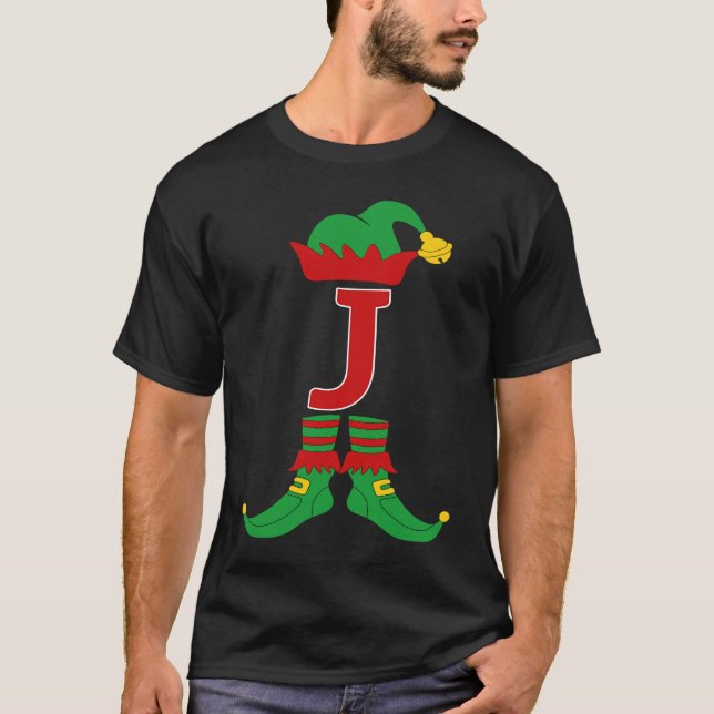 Camiseta Elf Initial J Matching Family Group Christmas Holi (Anverso)