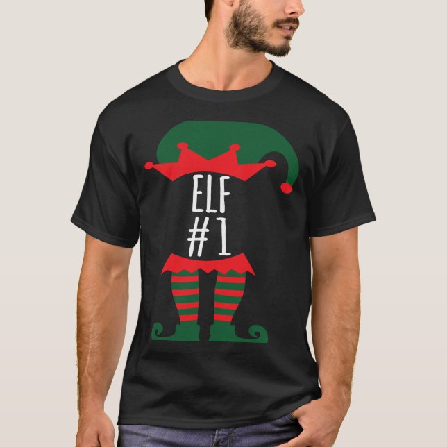 Camiseta Elf Number 1 Fun Festive Family Christmas Elf Cost (Anverso)