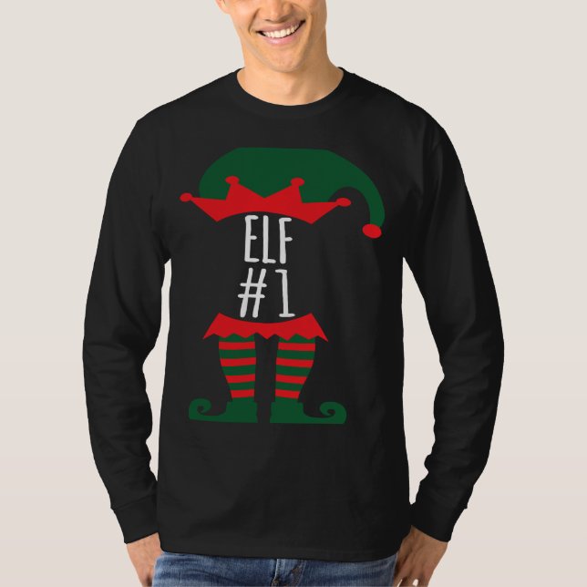 Camiseta Elf Number 1 Fun Festive Family Christmas Elf Cost (Anverso)