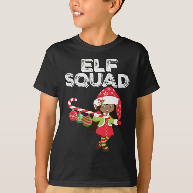 Camiseta Elf Squad Chica a la broma afroamericana (Anverso)